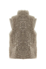 Aria Women’s Shearling Vest - Smoke Gray - Bigardini