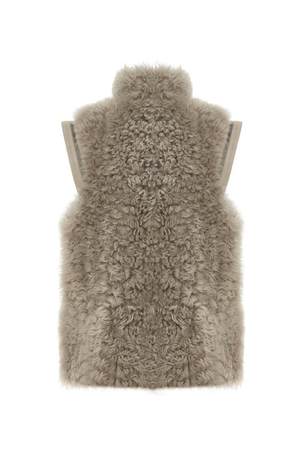 Aria Women’s Shearling Vest - Smoke Gray - Bigardini