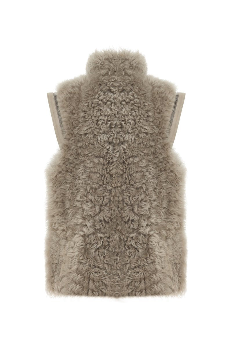 Aria Women’s Shearling Vest - Smoke Gray - Bigardini