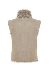 Aria Women’s Shearling Vest - Smoke Gray - Bigardini
