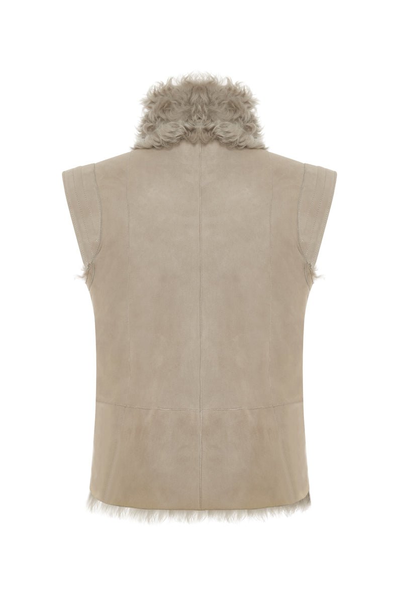 Aria Women’s Shearling Vest - Smoke Gray - Bigardini