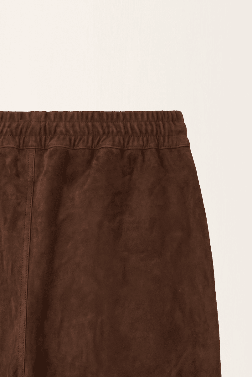 Ava Women’s Low - Waist Suede Leather Trousers - Milk Brown - Bigardini