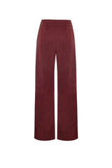 Ava Women's Wide - Leg Suede Leather Trousers - Burgundy - Bigardini