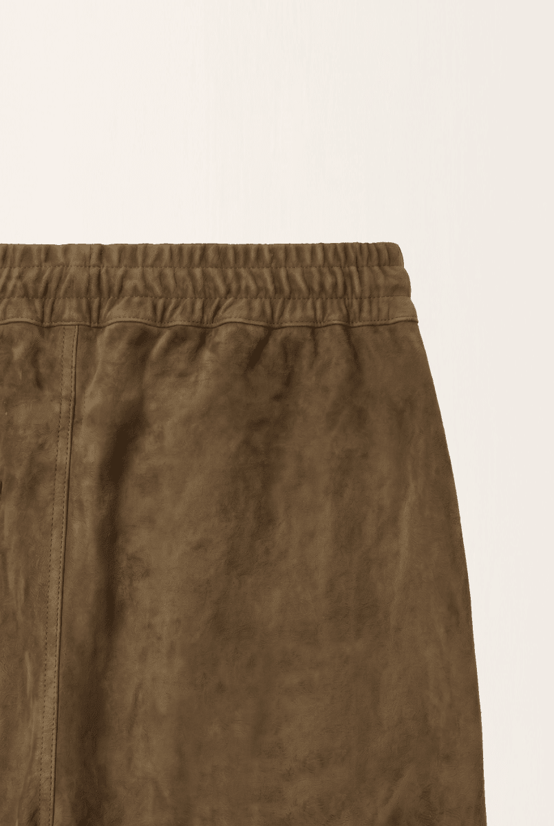 Ava Women's Wide - Leg Suede Leather Trousers - Khaki - Bigardini