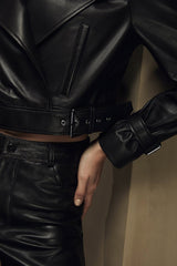 Bella Cropped Lamb Leather Jacket - Bigardini