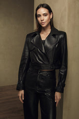 Bella Cropped Lamb Leather Jacket - Bigardini