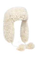 Cecilia Women’s Tigrado Shearling Hat - Beige - Bigardini