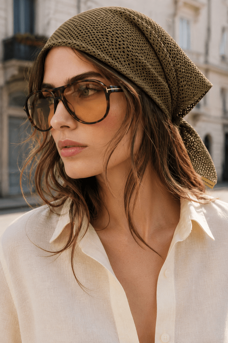 Cindy Unisex Suede Bandana - Khaki - Bigardini