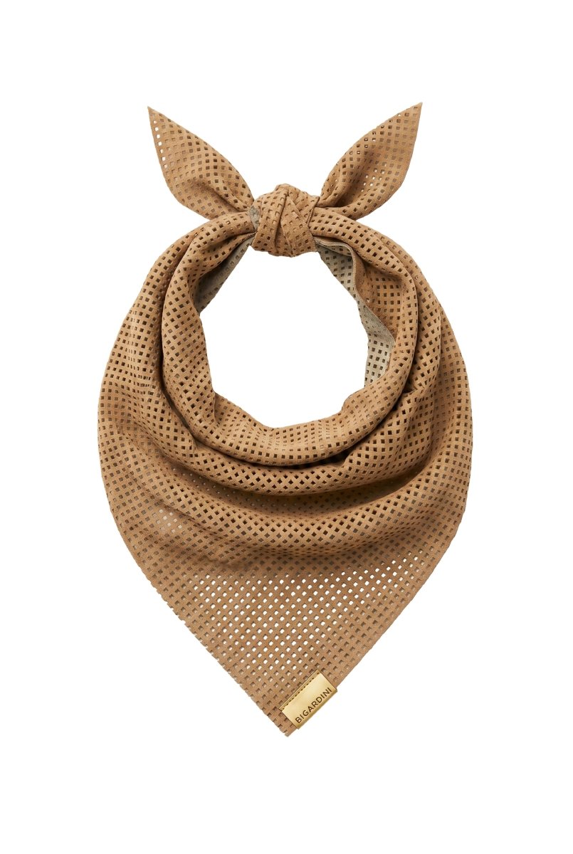 Cindy Unisex Women's Suede Bandana - Camel - Bigardini