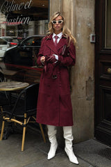 Clara Women’s Suede Trench Coat - Burgundy - Bigardini