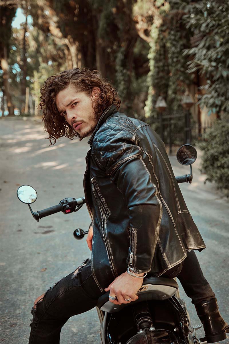 Black Leather Biker Jacket Mens Distressed Leather Jackets Clark