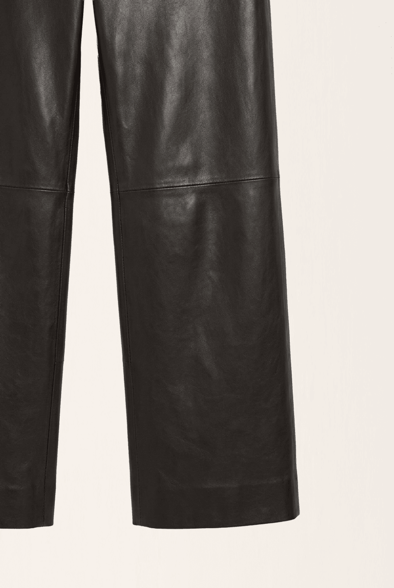 Daisy Women's Wide Leg Nappa Leather Pants - Dark Chocolate - Bigardini