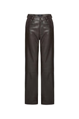 Daisy Women's Wide Leg Nappa Leather Pants - Dark Chocolate - Bigardini