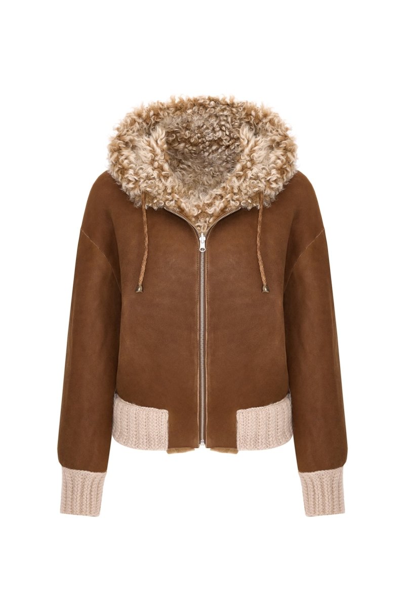 Danica Women's Oversize Reversible Shearling Jacket - Camel - Bigardini