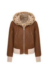 Danica Women's Oversize Reversible Shearling Jacket - Camel - Bigardini