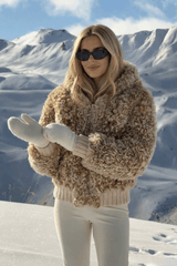 Danica Women's Oversize Reversible Shearling Jacket - Camel - Bigardini