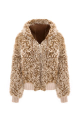 Danica Women's Oversize Reversible Shearling Jacket - Camel - Bigardini