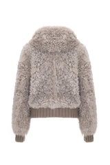 Danica Women's Oversize Reversible Shearling Jacket - Rhino Gray - Bigardini