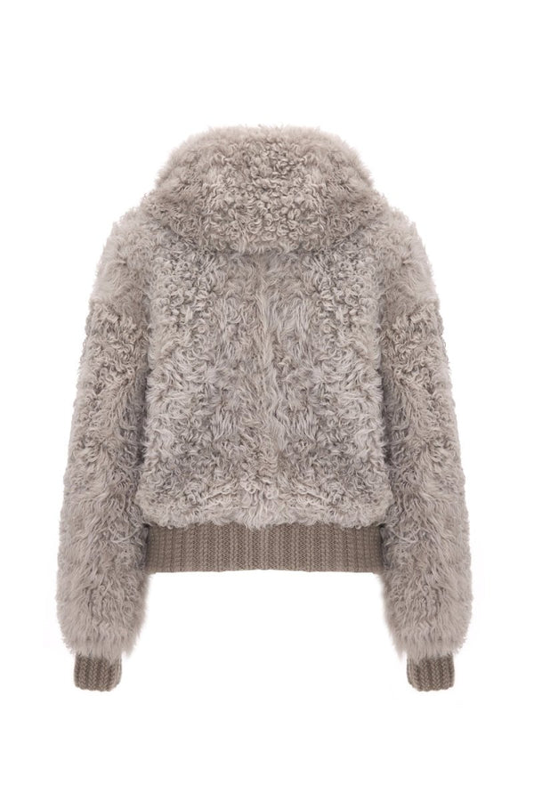 Danica Women's Oversize Reversible Shearling Jacket - Rhino Gray - Bigardini