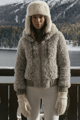 Danica Women's Oversize Reversible Shearling Jacket - Rhino Gray - Bigardini