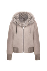 Danica Women's Oversize Reversible Shearling Jacket - Rhino Gray - Bigardini