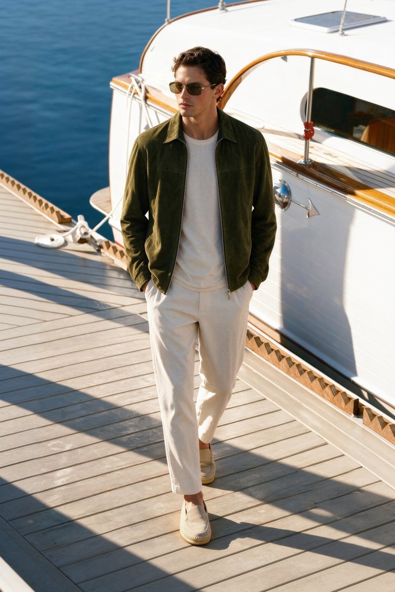 Dario Men’s Suede Jacket - Khaki - Bigardini
