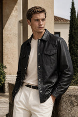 Dash Men's Leather Shirt - Black - Bigardini