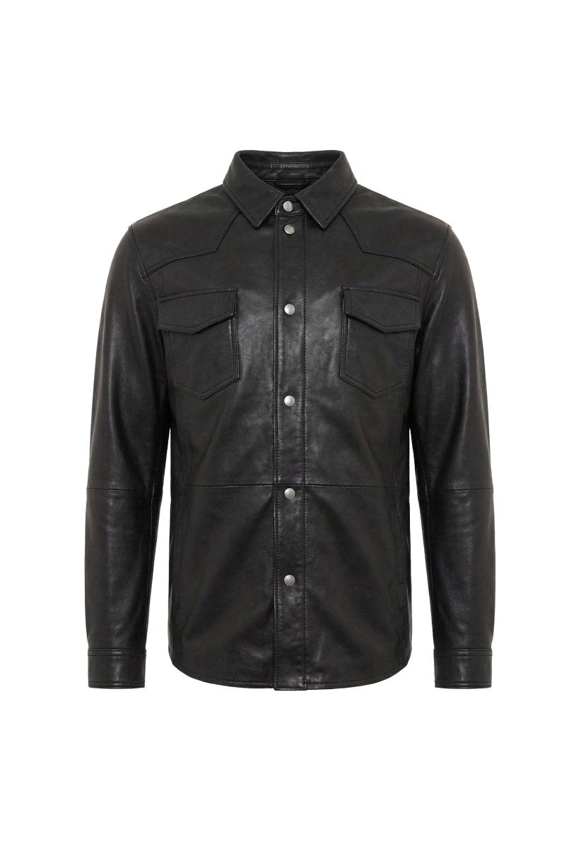 Dash Men's Leather Shirt - Black - Bigardini