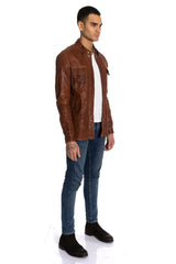 Dash Men's Leather Shirt - Brandy - Bigardini