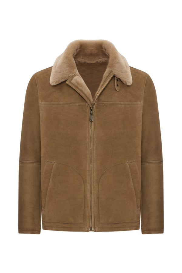 Diego Men's Shearling Sheepskin Jacket - Safari - Bigardini