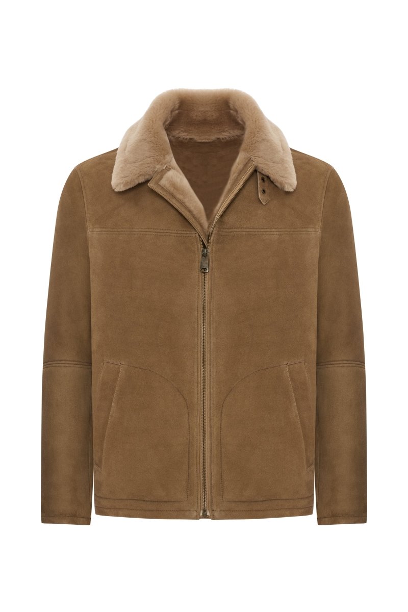 Diego Men's Shearling Sheepskin Jacket - Safari - Bigardini