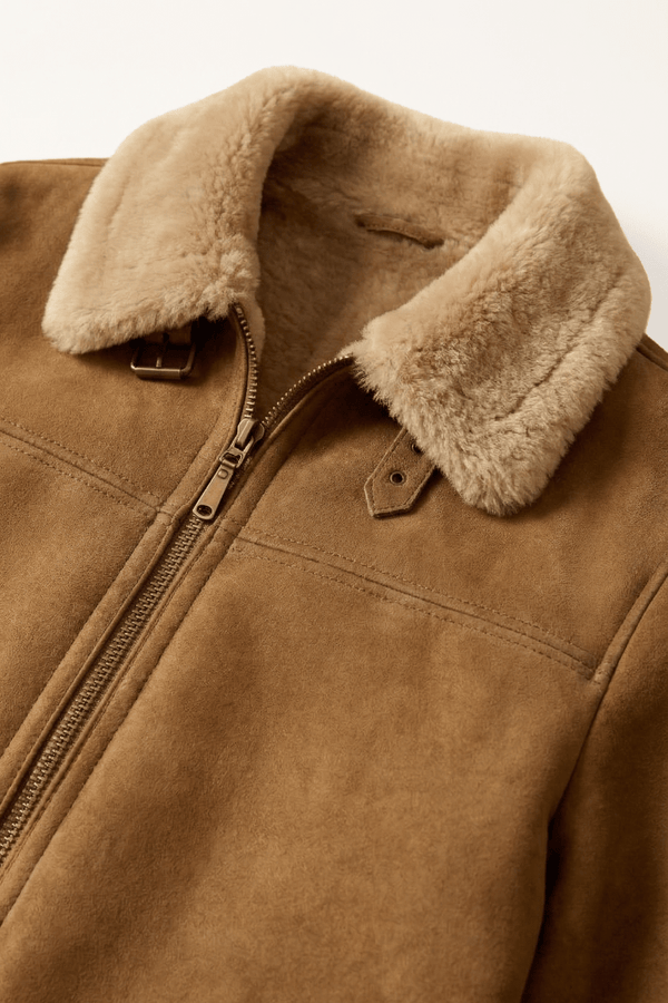 Diego Men's Shearling Sheepskin Jacket - Safari - Bigardini