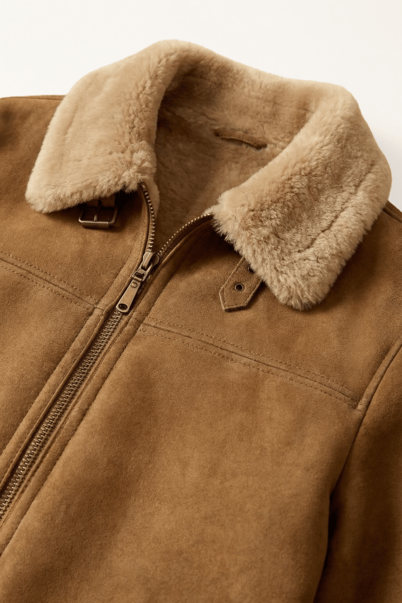 Diego Men's Shearling Sheepskin Jacket - Safari - Bigardini
