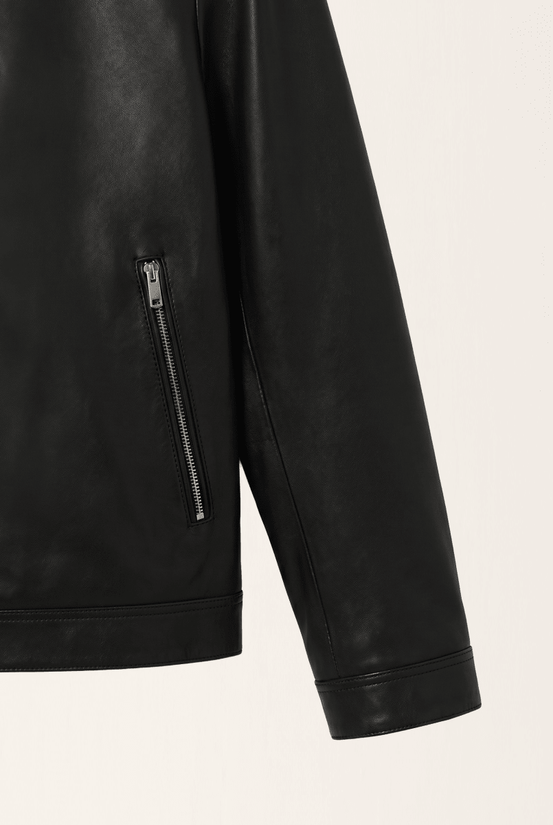 Enzo Men's Leather Racer Jacket - Black - Bigardini