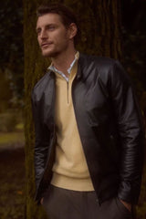 Enzo Men's Leather Racer Jacket - Black - Bigardini