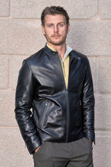 Enzo Men's Leather Racer Jacket - Black - Bigardini