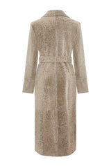 Estelle Women’s Curly Shearling Coat - Taupe Beige - Bigardini