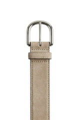 Genova Unisex Suede Leather Belt - Beige - Bigardini