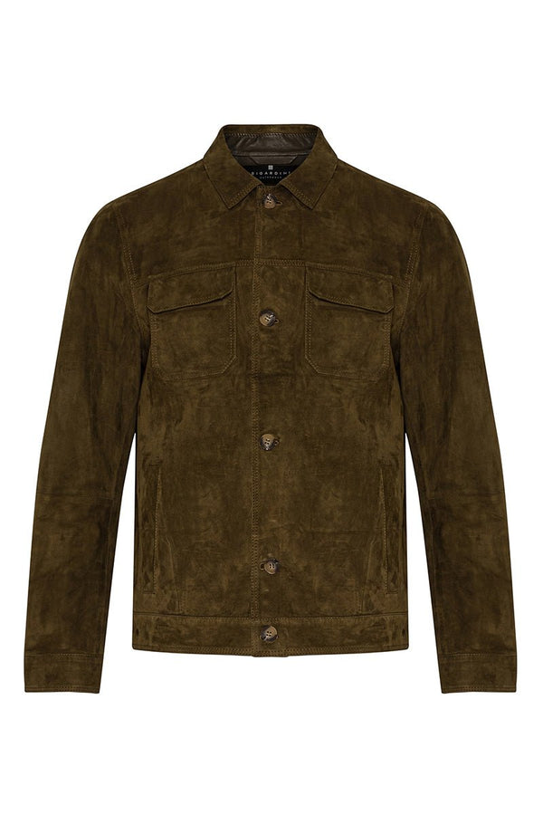 Gior Men's Suede Leather Jacket - Khaki - Bigardini