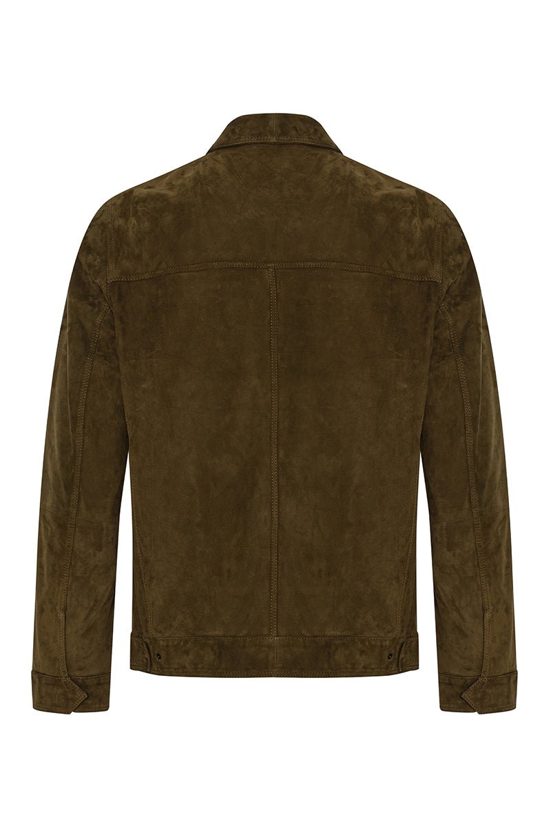 Gior Men's Suede Leather Jacket - Khaki - Bigardini