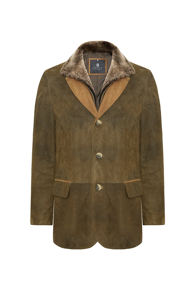 Giovanni Men's Winter Jacket with Shearling Collar - Safari - Bigardini