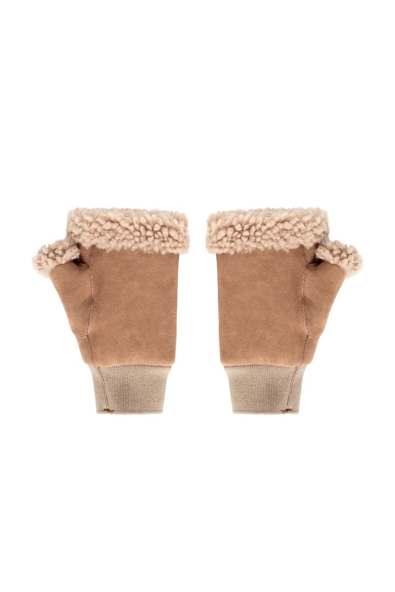 Gisella Women’s Shearling Gloves - Camel - Bigardini