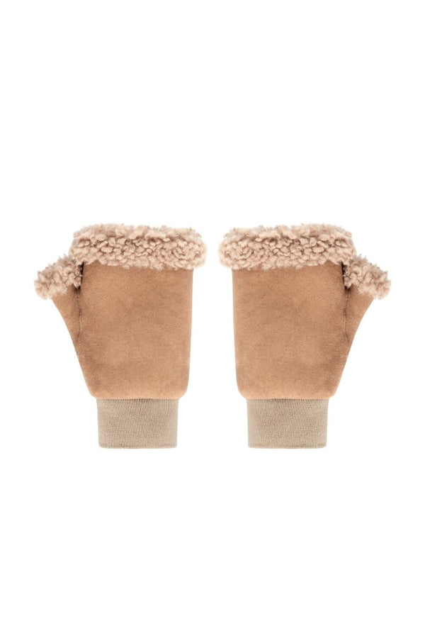 Gisella Women’s Shearling Gloves - Camel - Bigardini