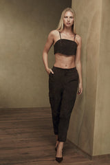 Hailey Suede Leather Cargo Pants - Bigardini