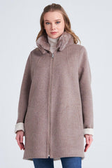 Holy Women's Reversible Cashmere Coat - Cappuccino/Beige - Bigardini