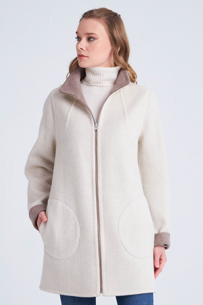 Holy Women's Reversible Cashmere Coat - Cappuccino/Beige - Bigardini