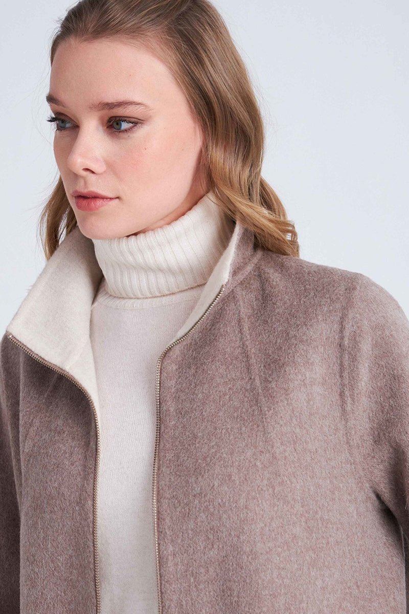 Holy Women's Reversible Cashmere Coat - Cappuccino/Beige - Bigardini