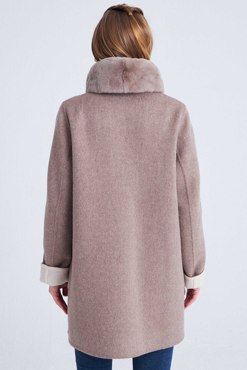 Holy Women's Reversible Cashmere Coat - Cappuccino/Beige - Bigardini