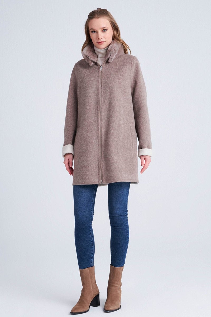 Holy Women's Reversible Cashmere Coat - Cappuccino/Beige - Bigardini