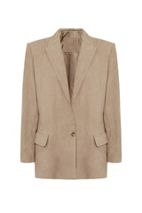 Ilaria Women's Nubuck Oversize Blazer Jacket - Bigardini